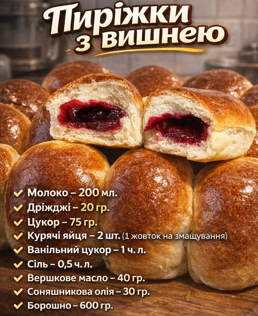 Пиріжки з вишнею, які не течуть і не черствіють. Вдала начинка для будь-якої випічки