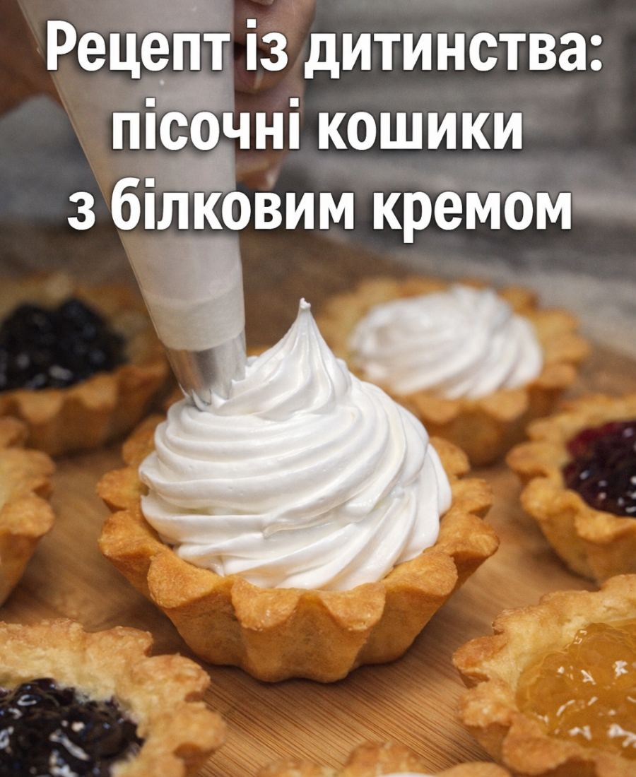 Рецепт із дитинства: пісочні кошики з білковим кремом