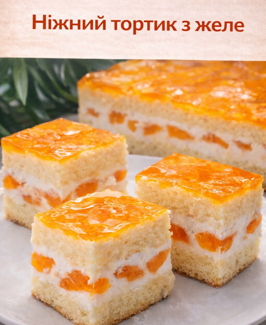 Смачний, легкий, ніжний тортик з желе за чудовим рецептом української господині
