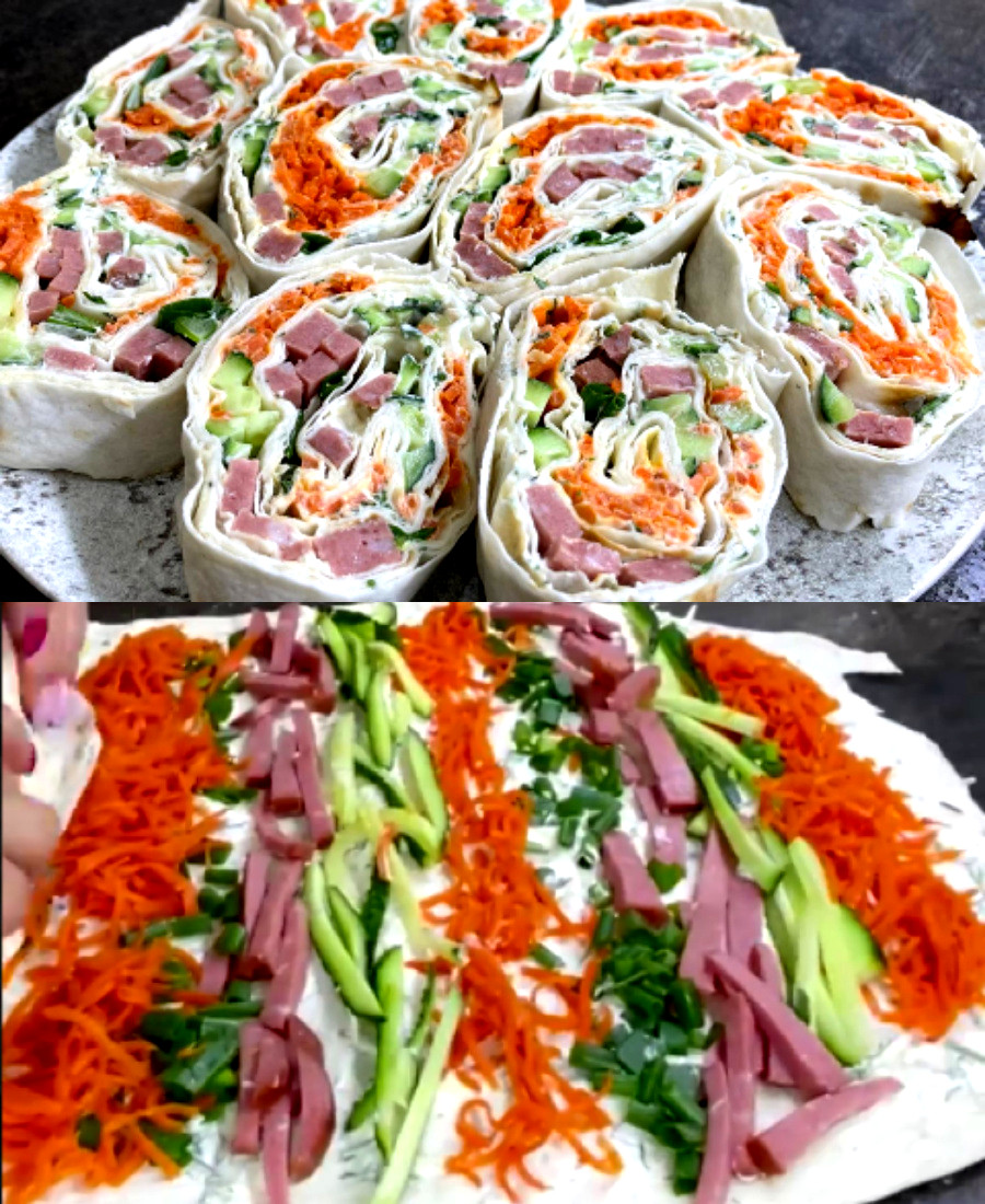 Дуже простий варіант закуски – РУЛЕТ З ЛАВАША! Виходить неймовірно смачно і яскраво, підійде до будь-якого столу!