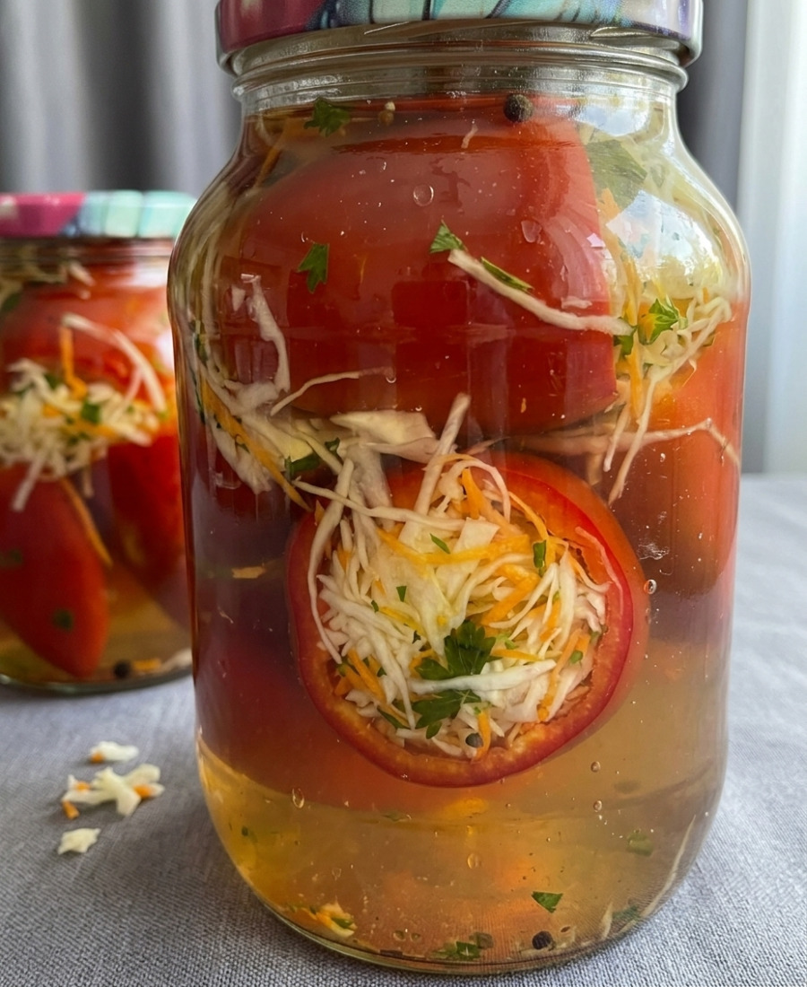 Це так смачно, що словами не передати! Перець фарширований капустою на зиму – відмінний рецепт!